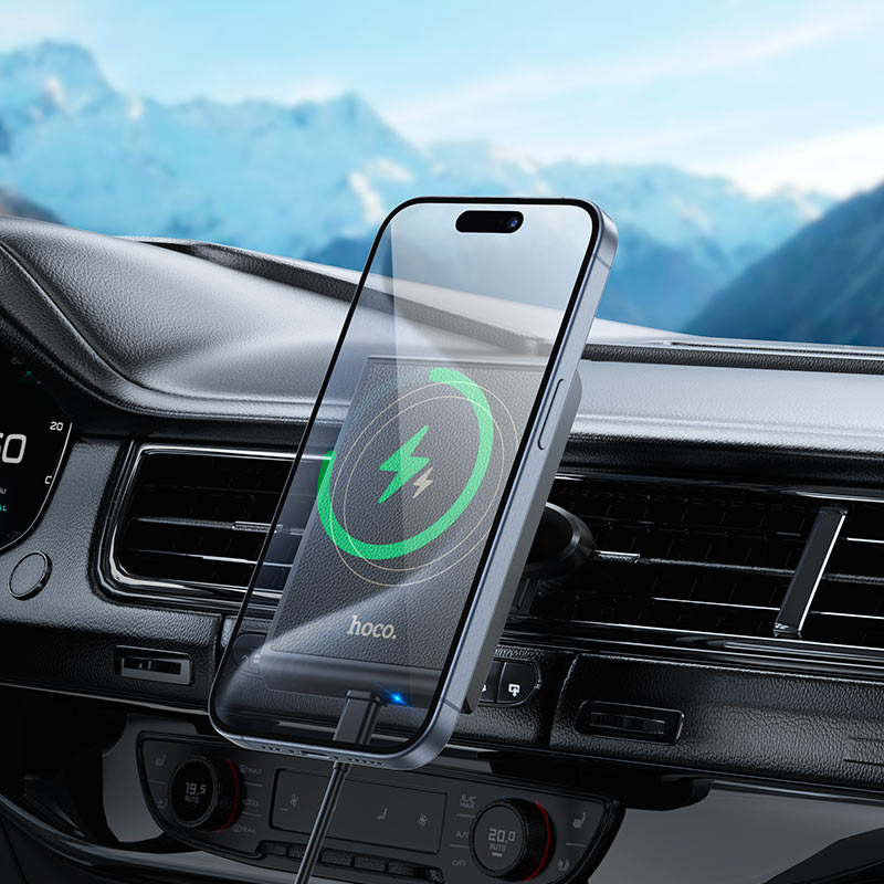 HW19 Magnetic Wireless Car Charger ‚ 15W Fast Charging Air Vent Mount HOCO