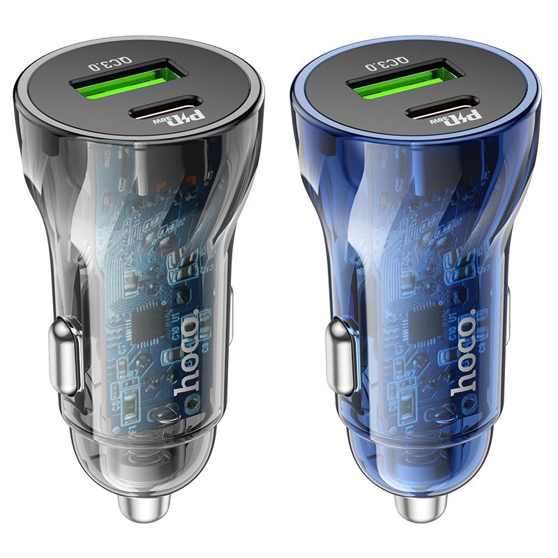Z46 Blue shield single port 18W QC3.0 Car Charger With Usb To Type-c cable Hoco