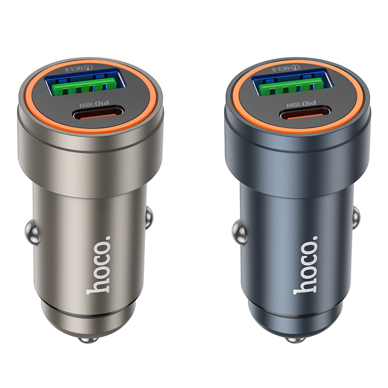 Z57A Glorious PD30W + QC3.0 Dual-Port Car Charger – Metal Gray | HOCO