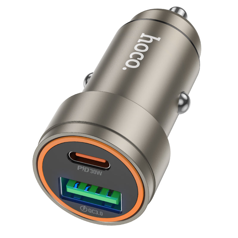 Z57A Glorious PD30W + QC3.0 Dual-Port Car Charger – Metal Gray | HOCO