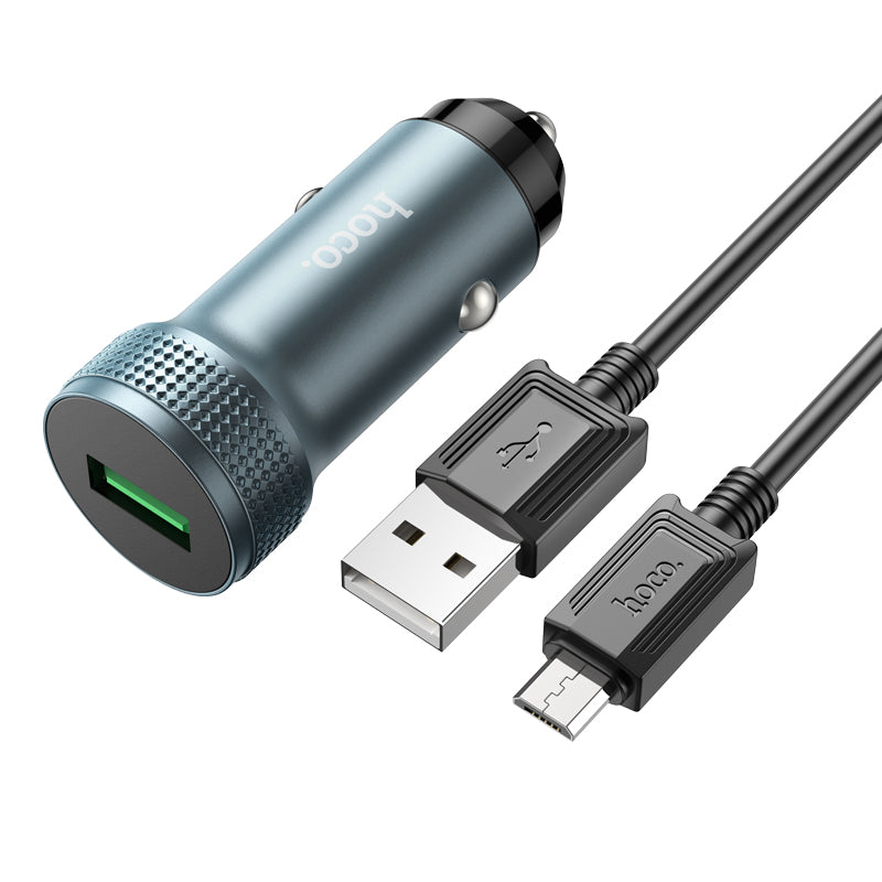 Z49A Level 18W Car Charger Set with USB-A to Micro Cable ‚ Single USB-A Port, QC3.0 Support, Aluminum Alloy Construction‚Hoco