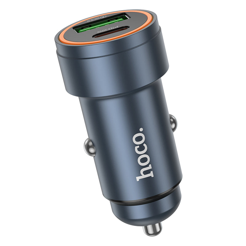 Z57A Glorious PD30W + QC3.0 Dual-Port Car Charger – Metal Gray | HOCO