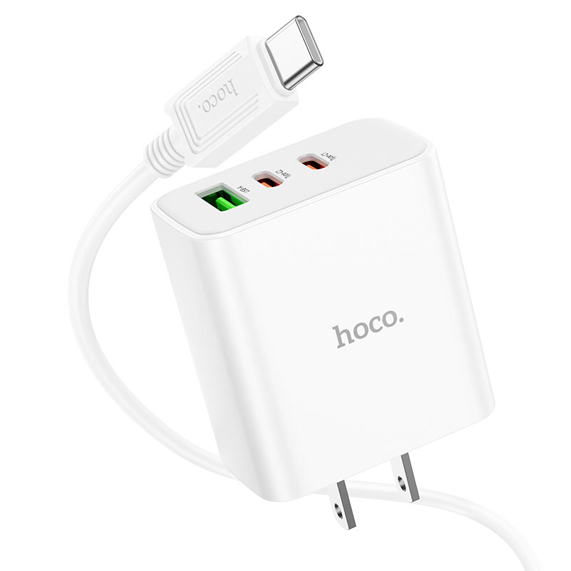 C126 Pure Power 40W 3-Port Charger with Dual USB-C and USB-A Output‚ + Type c to Lightning cable HOCO
