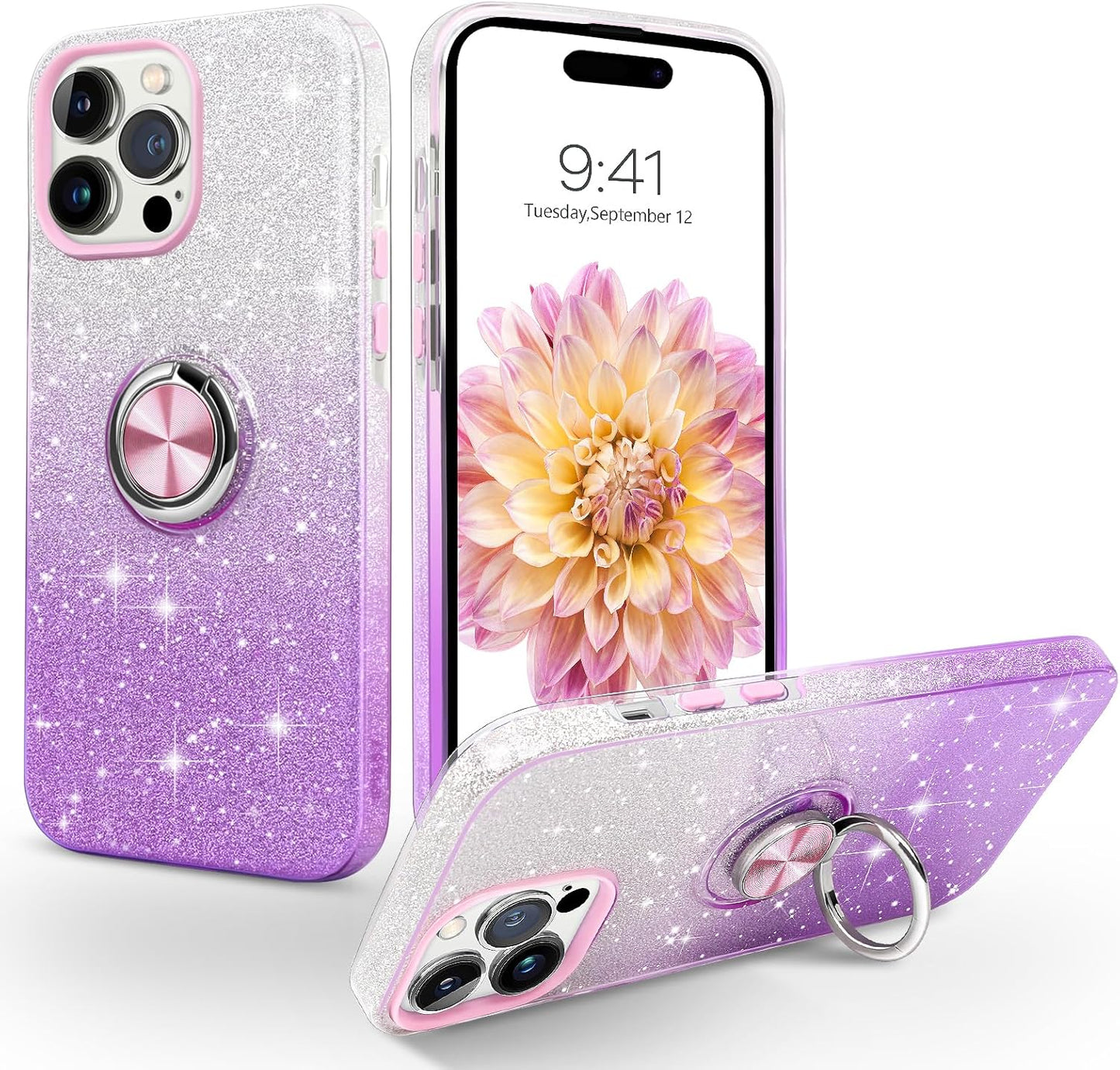 Purple DUAL COLOR BLING RING CASE for Apple iPhone 11 PRO MAX