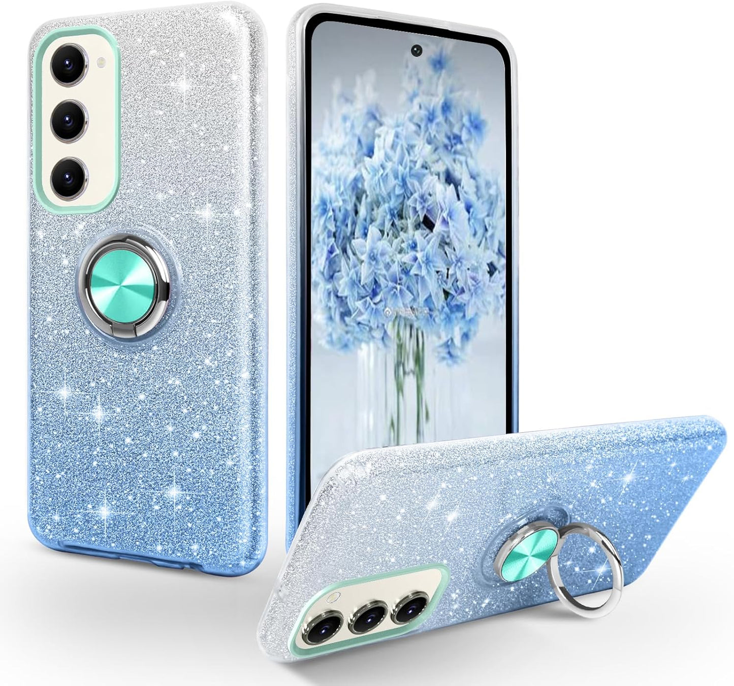 Blue DUAL COLOR BLING RING CASE for Samsung A15