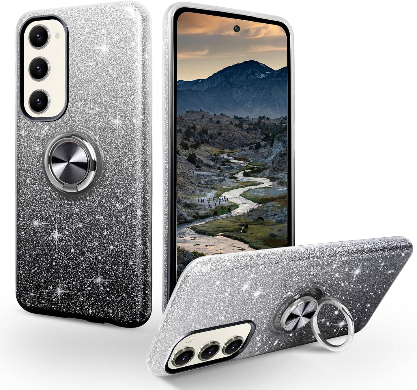 Black DUAL COLOR BLING RING CASE for Samsung A15