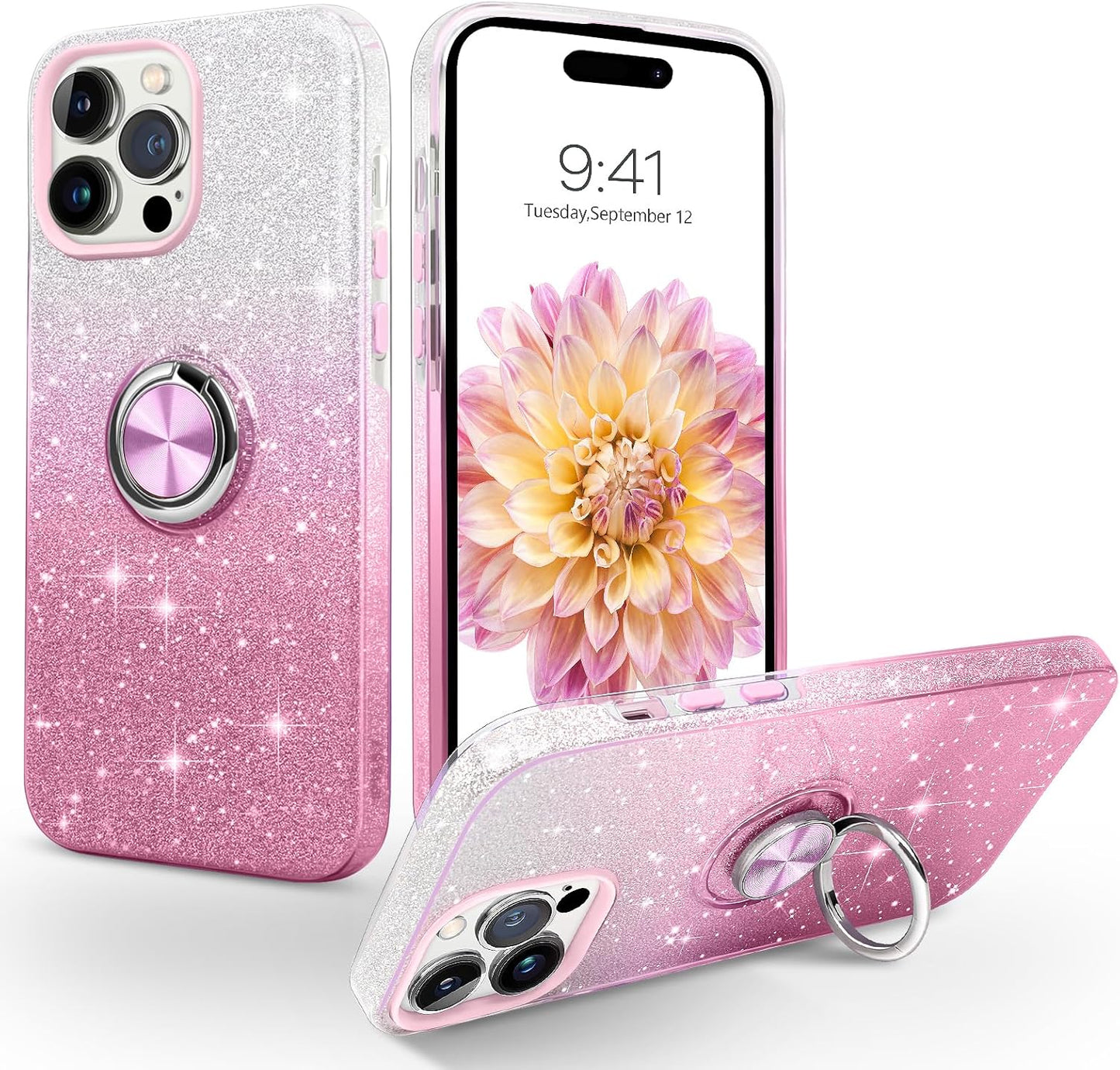Pink DUAL COLOR BLING RING CASE for Apple iPhone 11 PRO MAX