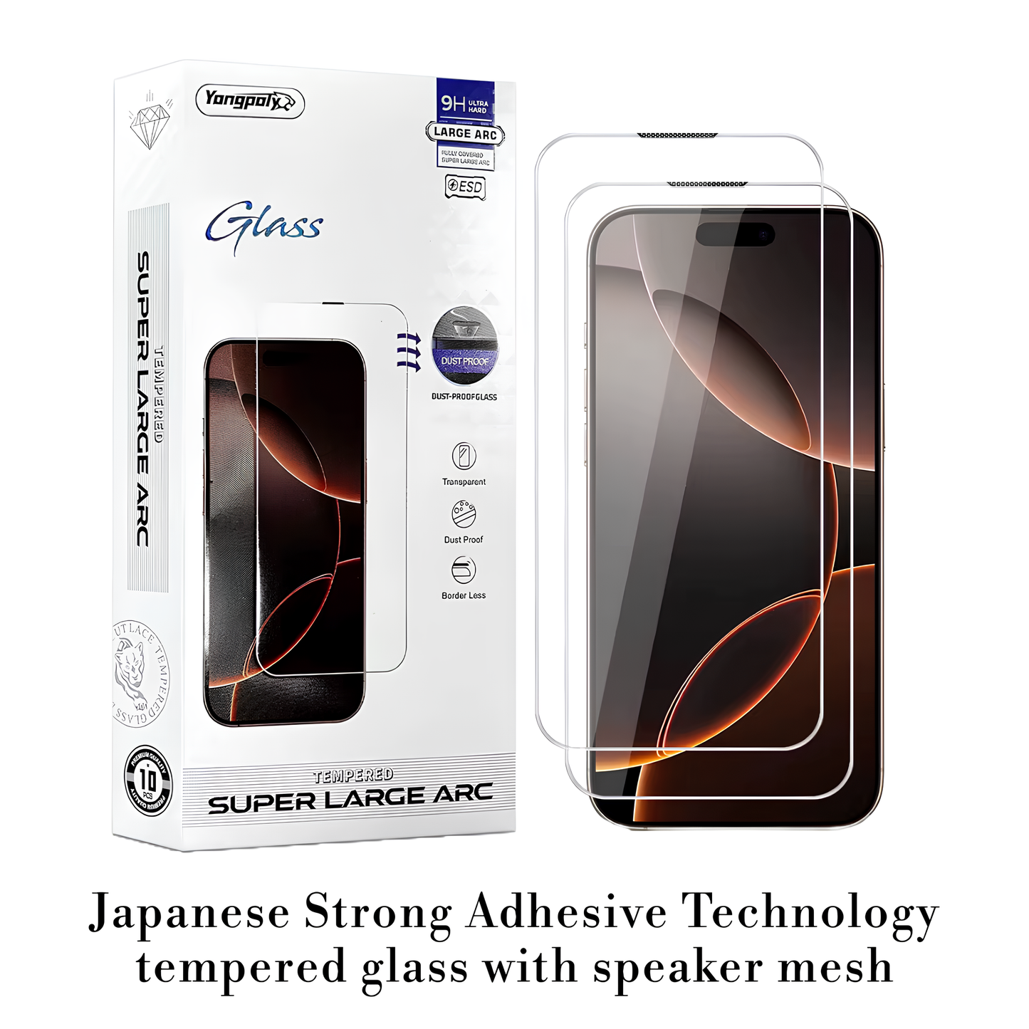 Elite Pack Of 10 Japanese Clear Screen Protector Glass With Camera Mesh for Apple 15 Pro Max, 15 Plus,16 Plus