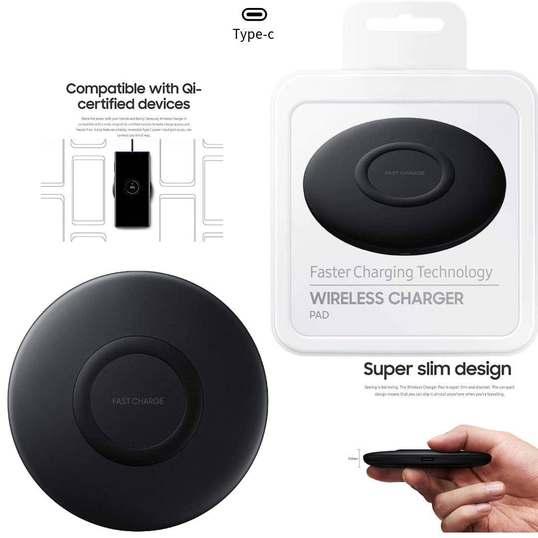 Wireless Charger for for Samsung & Apple Multiple Devices, 15W Magnetic Mag-Safe Travel Charger Black