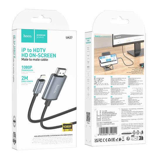 UA27 Lightning to HDMI Cable ‚ 2m, 1080p HD Display for TV, Projector & Monitor | Hoco