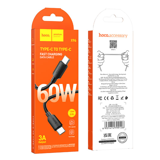 X96 Hyper USB-C to USB-C Cable ‚ 1m, 60W PD Fast Charging Black | Hoco