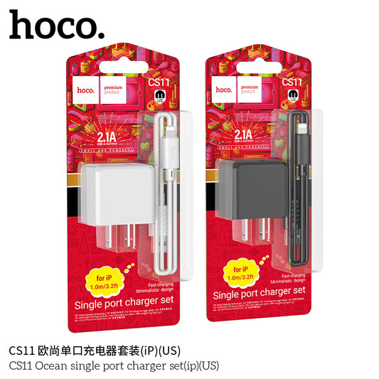 CS11 Ocean single port charger set(iOS/ lightening / iP)(US) HOCO