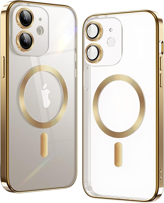 iPhone 12 Gold Electro MagSafe Case With Camera Glass Protection