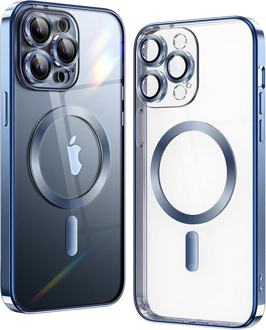 iPhone 14 Pro Blue Electro MagSafe Case With Camera Glass Protection