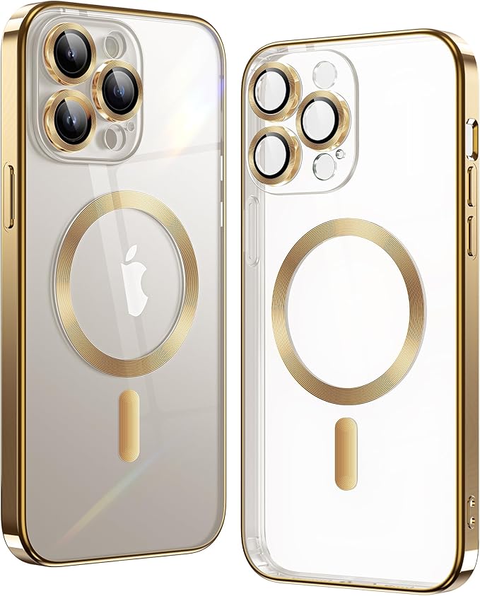 iPhone 14 Pro Gold Electro MagSafe Case With Camera Glass Protection