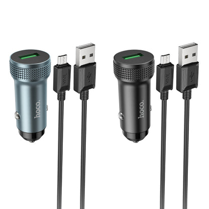 Z49A Level 18W Car Charger Set with USB-A to Micro Cable ‚ Single USB-A Port, QC3.0 Support, Aluminum Alloy Construction‚Hoco
