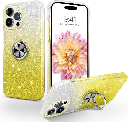 Yellow DUAL COLOR BLING RING CASE for Apple iPhone 11 PRO MAX