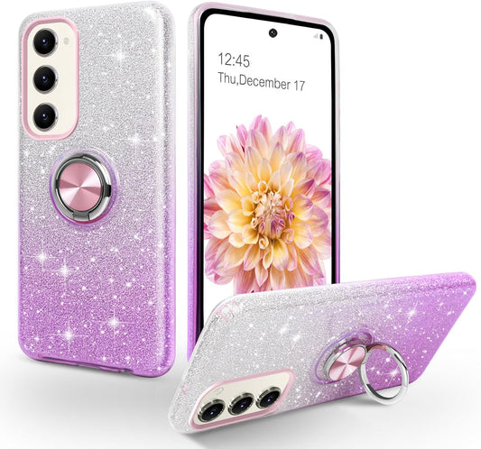 Purple DUAL COLOR BLING RING CASE for Samsung S24 Ultra