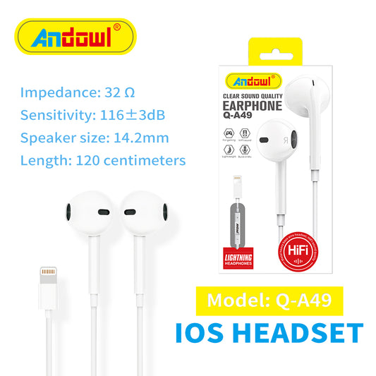 A-A49 iOS / Lightening Wired Earphone Andowl