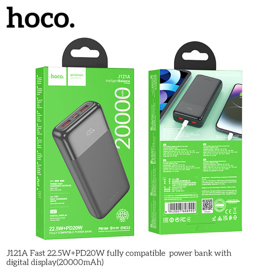 J121A Fast 22.5W+PD20W fully compatible  power bank with digital display(20000mAh) HOCO