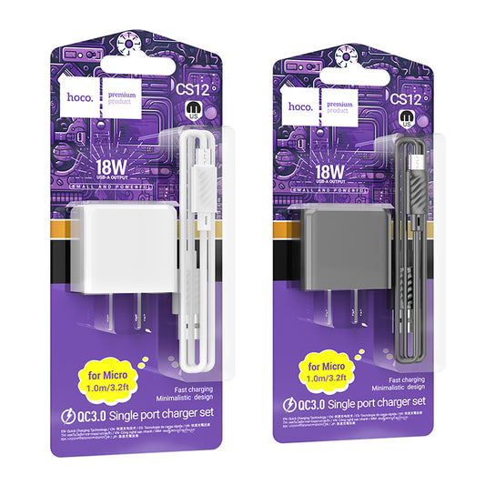 CS12 Smart USB Charger with Micro-USB Cable  2.4A Output Hoco