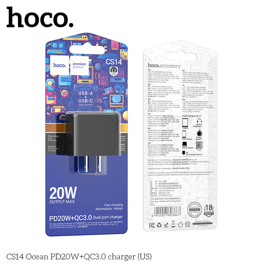 CS14 Ocean PD20W+QC3.0 charger(US) HOCO