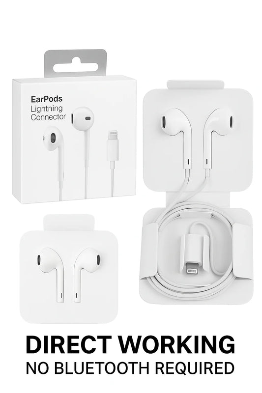 iPhone Lightning Wired Handsfree – Direct Plug-In Earphones with Mic (No Bluetooth Required)