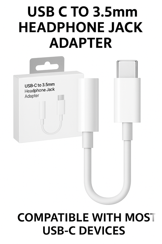 Type-C to 3.5mm Audio Adapter – White | High-Fidelity Sound for USB-C Devices