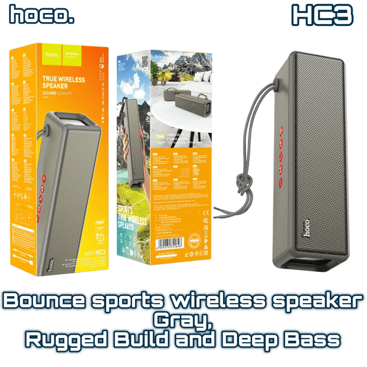 HC3 Bounce Sports Wireless Speaker – Gray, Rugged Build & Deep Bass | HOCO