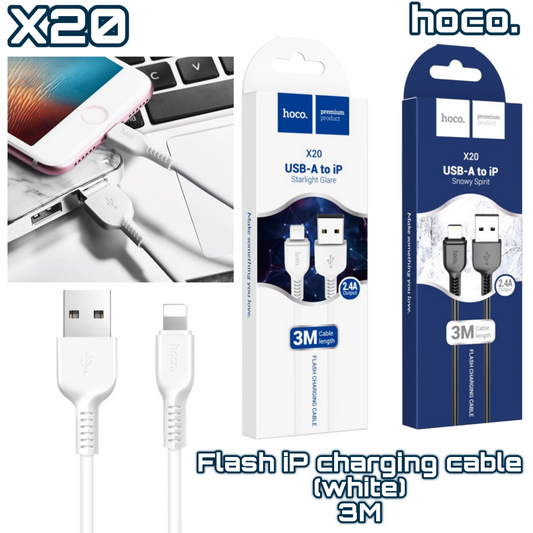 X20 USB to Lightning Fast Charging Cable ‚  3M White, Durable Design | HOCO
