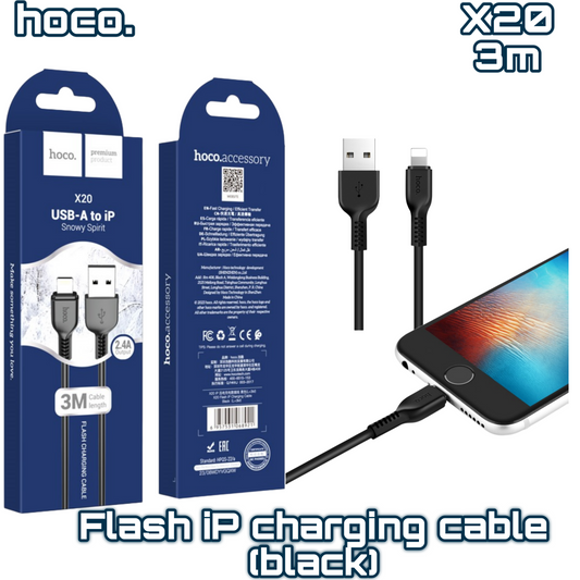 X20 Flash USB to Lightning Fast Charging Cable ‚  3M Black, Durable Design | HOCO