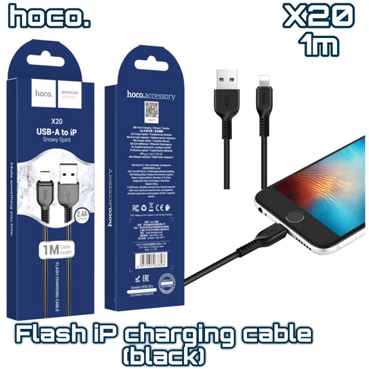 X20 Flash USB to Lightning Fast Charging Cable ‚  1M Black, Durable Design | HOCO