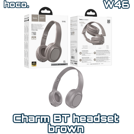W46 Charm Bluetooth Headset – Brown, Compact & Lightweight | HOCO