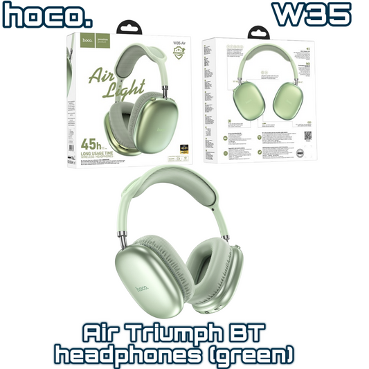 W35 Air Triumph Bluetooth Headphones – Green, 45H Playtime, BT 5.3, TF/AUX Support | HOCO