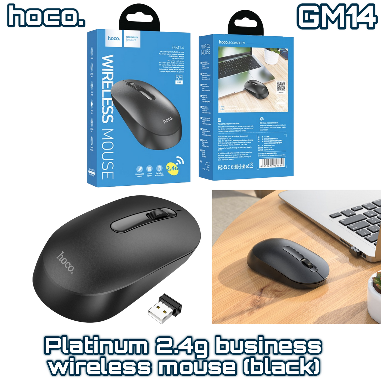 GM14 Platinum 2.4G Business Wireless Mouse – Black | HOCO