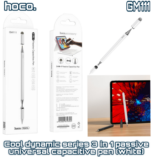 GM111 Cool Dynamic Series 3-in-1 Passive Universal Capacitive Pen ‚  White | HOCO