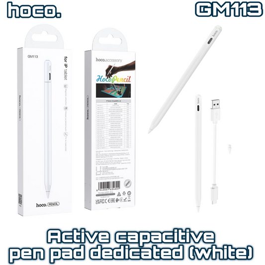 GM113 Active Capacitive Stylus Pen ‚  iPad Dedicated, White, Fast Charging & Tilt Support | HOCO