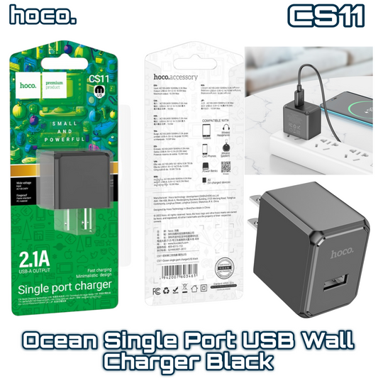 CS11 Ocean Single-Port USB Wall Charger Black Hoco