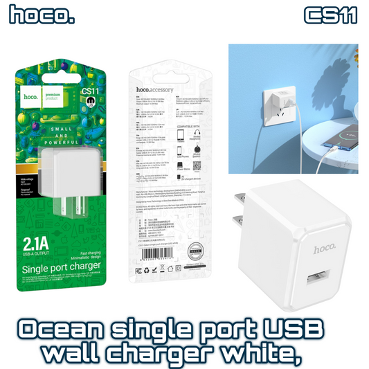 CS11 Ocean Single-Port USB Wall Charger White Hoco
