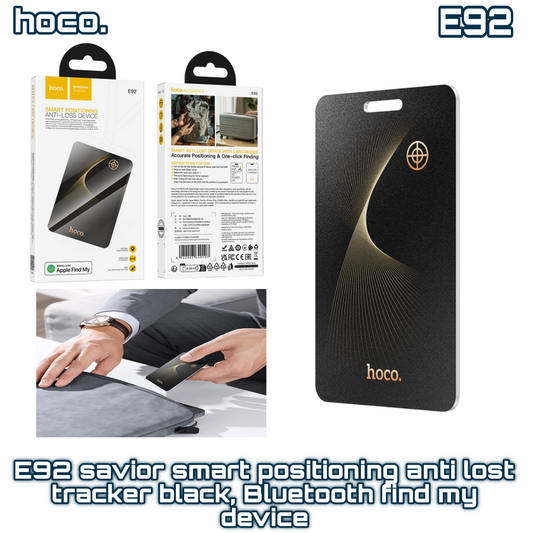 E92 Saviour Smart Positioning Anti-Lost Tracker – Black, Bluetooth, Find My Device Compatible | HOCO