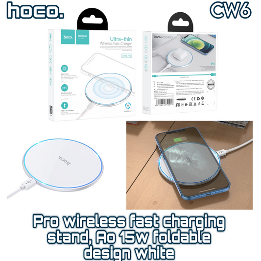 CW6 Pro Wireless Fast Charging Stand ‚15W, Foldable Design White HOCO
