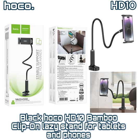 Black HOCO HD10 Bamboo Clip-On Lazy Stand for Tablets & Phones