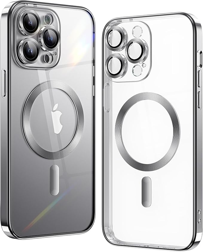 iPhone 14 Pro Silver Electro MagSafe Case With Camera Glass Protection