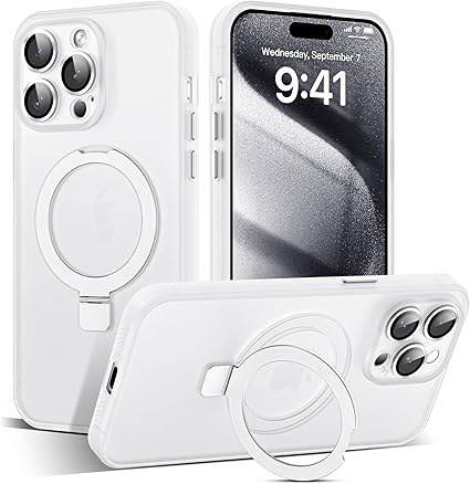Clear Premium Frost MagSafe Case With Camera Lens Protection And Kick Stand for Apple Iphone 14 Pro